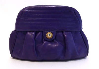 Lot 2276 - Valentino Night Leather Quilted and Gathered Clutch Bag, in purple with diamante mount, red...