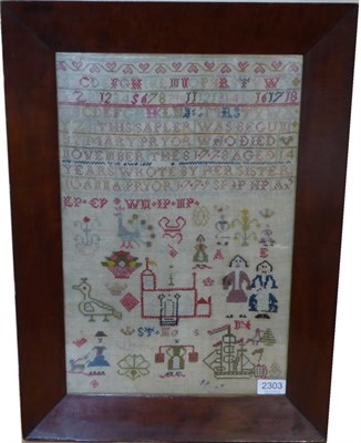 Lot 2303 - Linen Alphabet Sampler, 'this sampler was begun by Mary Pryor who died November the 6 1778 aged...