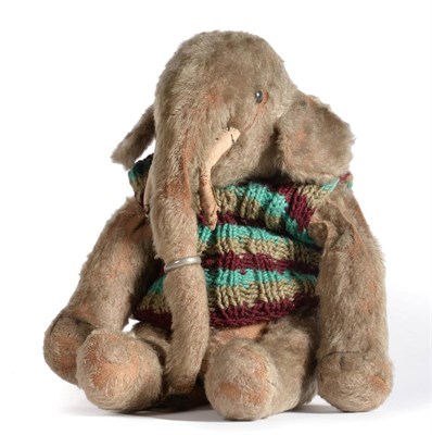 Lot 2005 - An Early 20th Century Mohair Steiff Elephant, with jointed arms and legs, bearing a plain...