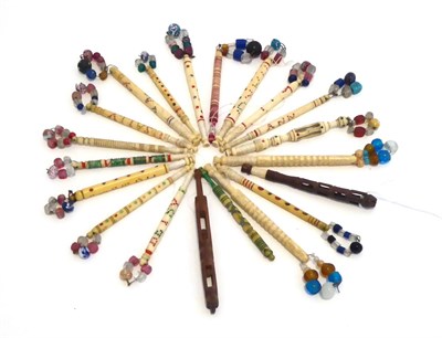 Lot 2021 - Assorted 19th Century Lace Makers Bobbins, including eleven named examples, Henry, Sally,...