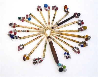 Lot 2057 - Assorted 19th Century Lace Makers Bobbins, including named examples, Eliza, Sally, Henry,...