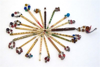 Lot 2058 - Assorted 19th Century Lace Makers Bobbins, including twelve named examples, Henry, Sally, John,...