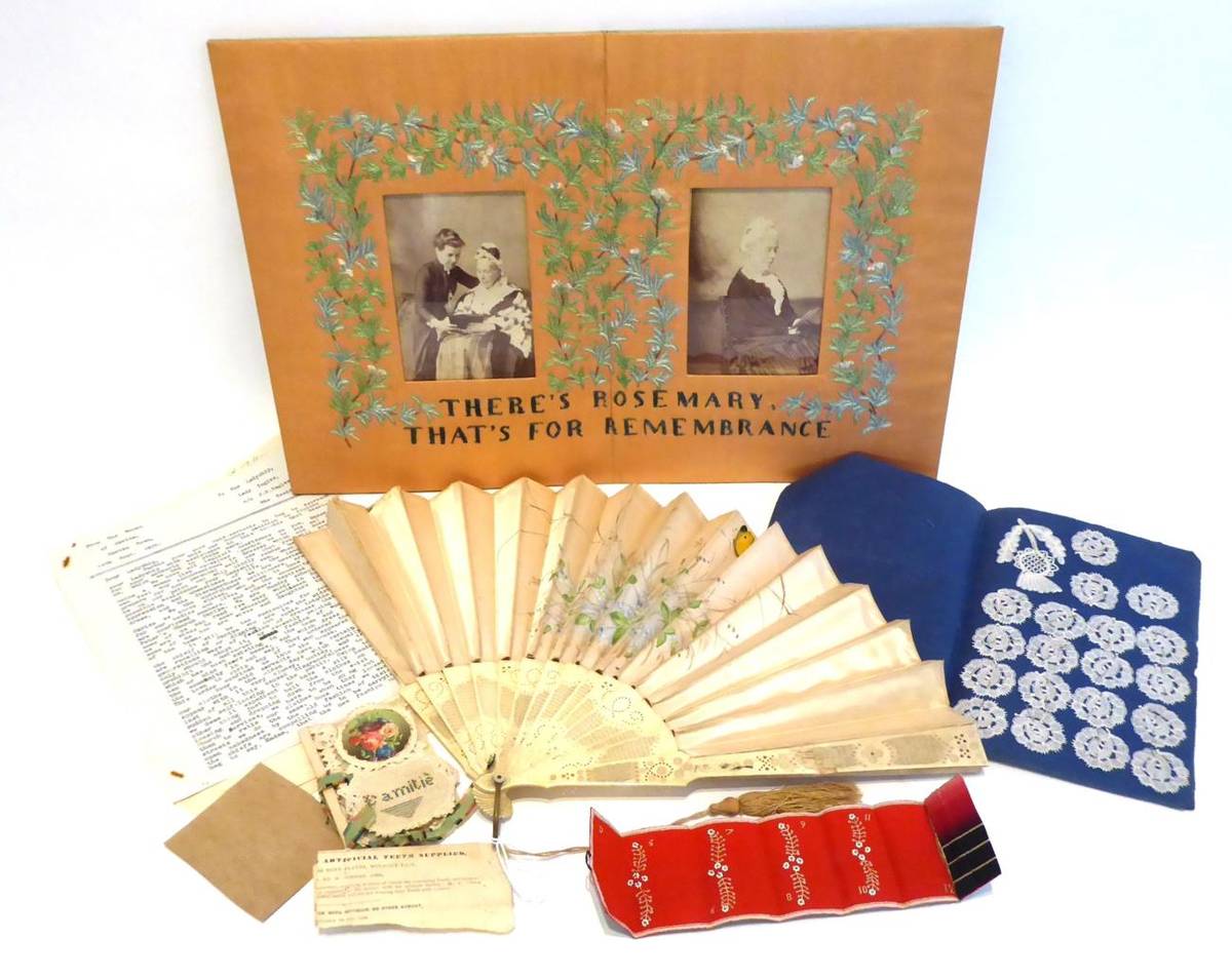 Lot 2067 - A Group of Early 20th Century Costume Ephemera and Embroidery, including a letter written to...