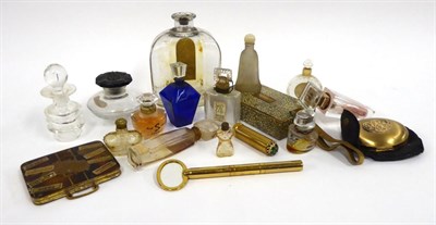 Lot 2084 - Assorted Mid 20th Century and Later Decorative Scent Bottles and Stoppers, faux shagreen cased...