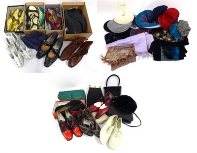 Lot 2086 - Assorted Modern Costume Accessories, including Kangol wool hats and berets, some with velvet...