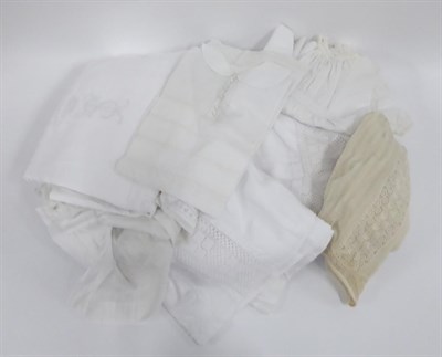 Lot 2089 - Assorted White Linen Bed Cover, with crochet insertions and embroidery; Children's Cotton...