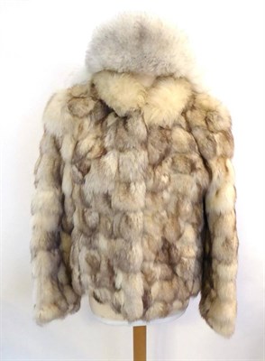Lot 2103 - Natural Blue Fox Short Jacket, with long sleeves; Lapland Leather and White Fur Lined Trappers...