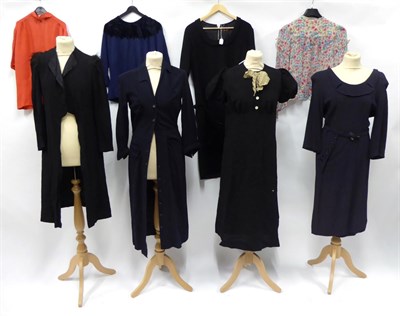 Lot 2107 - Circa 1940s and Later Wool and Crepe Dresses and Separates, including a Henley Frocks navy...