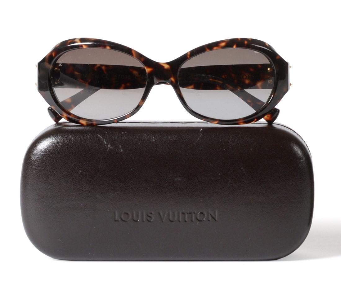 Lot 2143 - Pair of Louis Vuitton Faux Tortoiseshell Sunglasses, with gilt metal hinges, with original...