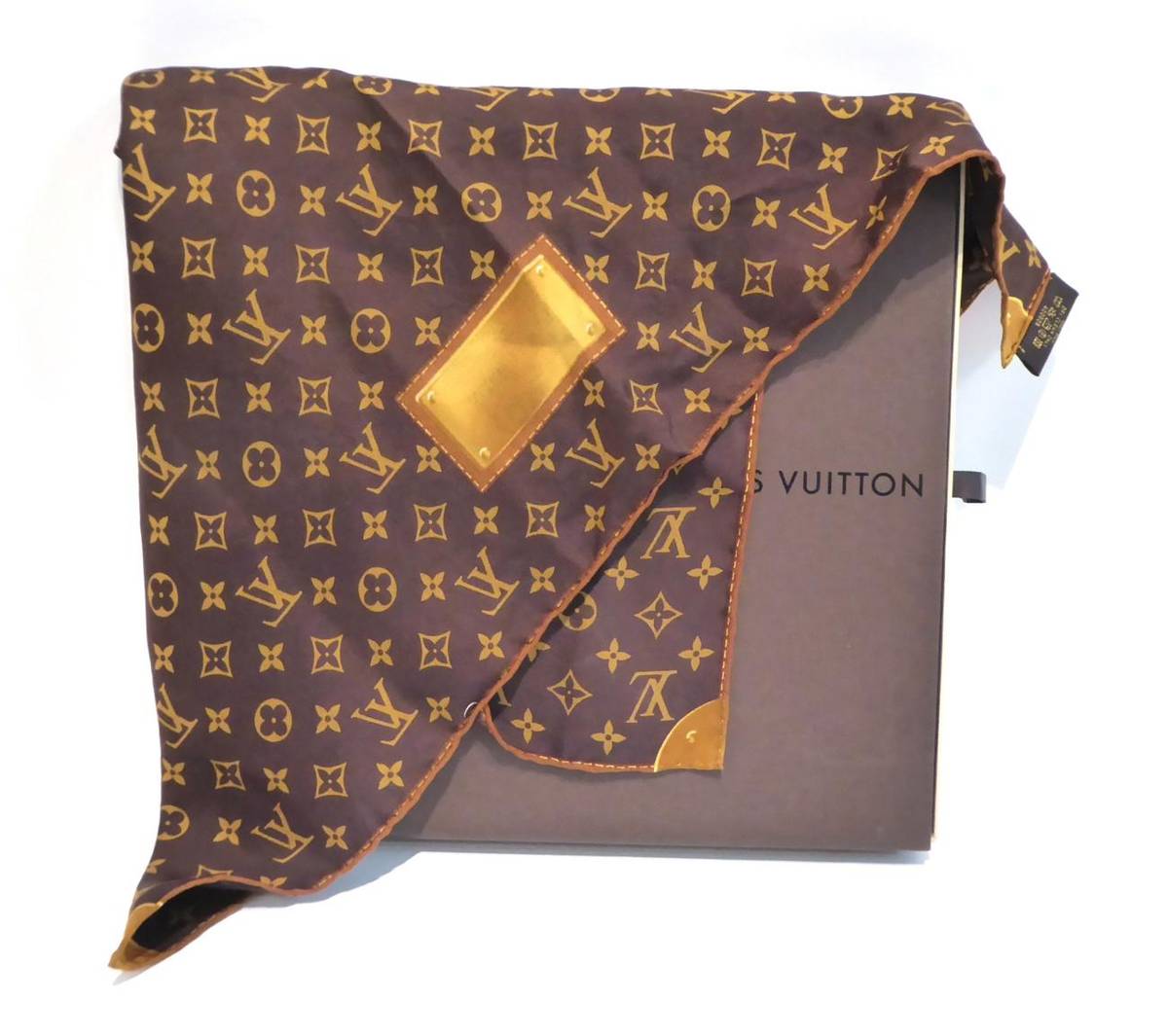 Lot 2145 - Louis Vuitton Silk Monogram Neckerchief/Scarf, 53cm by 53cm, with original box