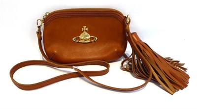 Lot 2155 - Vivienne Westwood Tan Leather Handbag, with detachable long strap and tasselled keyring, gilt metal