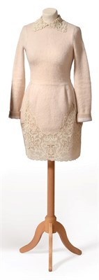Lot 2177 - Valentino Cream Wool Dress, with crocheted collar and embroidered organza lace to the skirt
