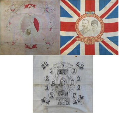 Lot 2205 - Queen Victoria Printed Souvenir Handkerchief and Scarves, including Jubilee of Queen Victoria 1887