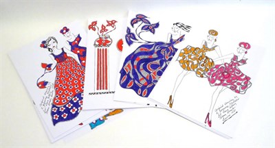 Lot 2210 - A Group of Thirty Original Fashion Illustrations, in pen and ink by Roz Jennings, a former...