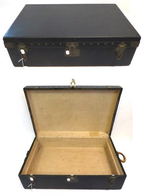 Lot 2212 - An Early 20th Century Louis Vuitton Green Leather Car Trunk, brass locks and studs impressed...