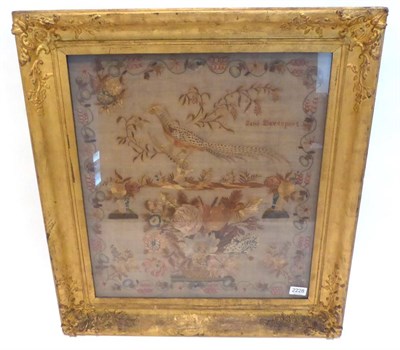 Lot 2228 - Early 19th Century Silk Embroidered Picture Worked by Jane Davenport, depicting an exotic bird...