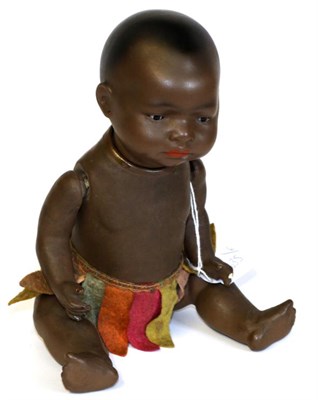 Lot 2001 - Heubach Koppelsdorf Black Bisque Socket Head South Seas Baby Doll, impressed 399.11/0 with sleeping