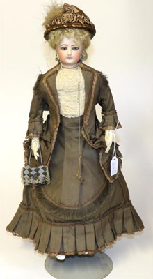 Lot 2008 - Late 19th Century Francois Gaultier Fashion Doll, with fixed blue eyes, closed mouth, pierced ears