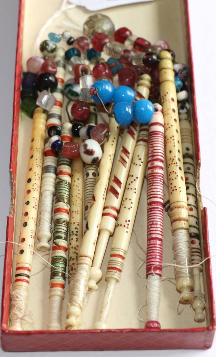 Lot 2039 - Seven 19th Century Bone Lace Bobbins, inscribed, 'Mary Anne Chambers', 'Lucy Long', 'Reckles',...