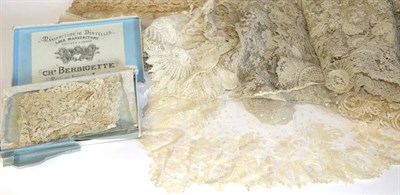 Lot 2048 - Assorted 19th Century Brussels, Needle and Point de Gaze Lace, including a Brussels flounce...