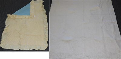 Lot 2060 - Late 19th Century Quilt, in ivory cotton and white to the reverse, quilted with rows of plaits,...