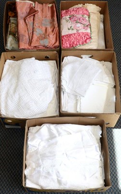 Lot 2064 - A Quantity of Assorted White Linen and Textiles, including crochet edge and inserted linens and...