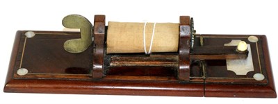 Lot 2107 - Early 19th Century Net Making Roller and Ratchet, on a mahogany base inlaid with mother of...