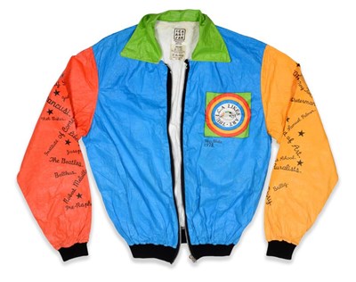 Lot 2117 - 1978 ICA Art Jak Bomber Jacket Designed by Peter Blake, made using polyethylene, in 'pop art' style