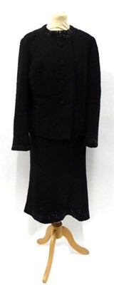 Lot 2121 - Patron Original Christian Dior Paris Black Wool Boucle Suit, numbered '30011', comprising a...