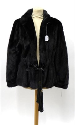 Lot 2128 - Grosvenor Canada Harrods Dark Mink Jacket, with leather waist tie