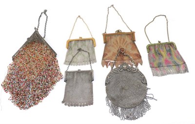 Lot 2144 - Assorted Circa 1920s Bags and Purses, comprising a multicoloured bead work evening bag, with beaded