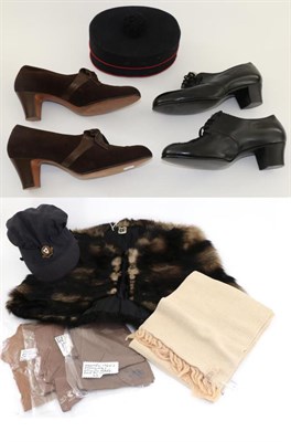 Lot 2153 - Assorted Circa 1940s CC41 Costume Accessories, including a Selby Shoe Styl-eez brown suede and...