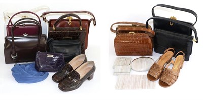 Lot 2158 - Assorted Circa 1950s/60s and Later Handbags, including a Mappin and Webb navy shoulder bag,...