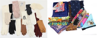 Lot 2160 - Assorted Costume Accessories, including silk and other scarves, gloves, handkerchiefs, circa...