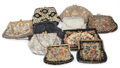 Lot 2171 - 1930s and Later Evening Bags, comprising five petit point bags with decorative clasps and...