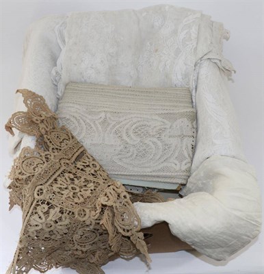 Lot 2183 - Late 19th/Early 20th Century Nursery Items and Textiles, including a large fine wool cream shawl, a