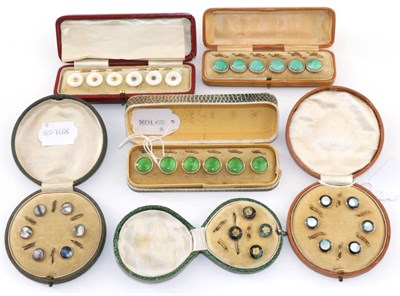 Lot 2194 - Early 20th Century Gents Dress Studs, including four mother of pearl sets; green enamel set;...