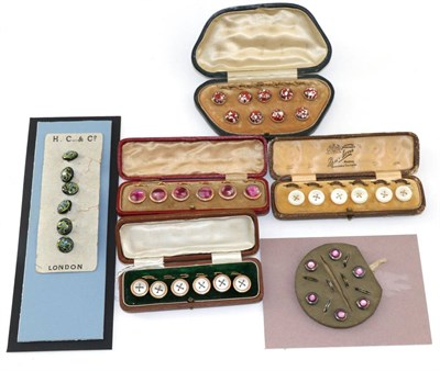 Lot 2195 - Early 20th Century Gents Dress Studs, including four mother of pearl sets, two with faux...