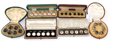 Lot 2197 - Early 20th Century Gents Dress Studs, including two smokey mother of pearl sets; two light...