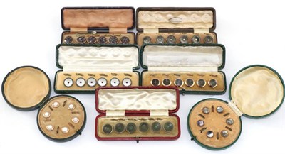 Lot 2198 - Early 20th Century Gents Dress Studs, including three smokey mother of pearl sets; two light mother