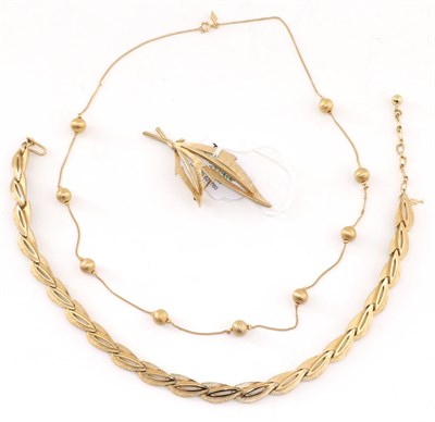 Lot 2202 - A Triffari Necklace, formed of brushed and bright polished leaf shaped links, length 40.5cm, A Near