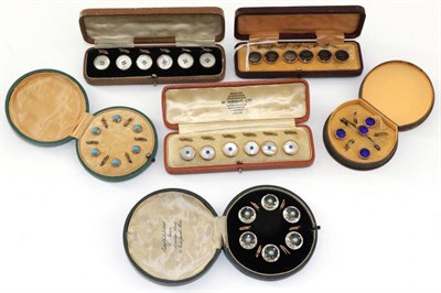 Lot 2207 - Early 20th Century Gents Dress Studs, including a smokey mother of pearl set; two light mother...