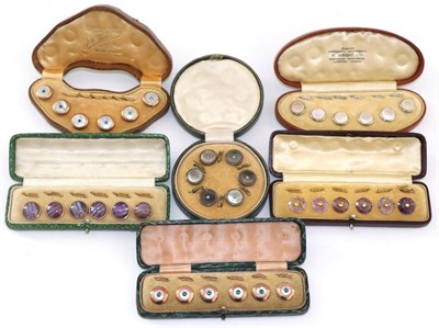 Lot 2208 - Early 20th Century Gents Dress Studs, including smokey mother of pearl set with turquoise...