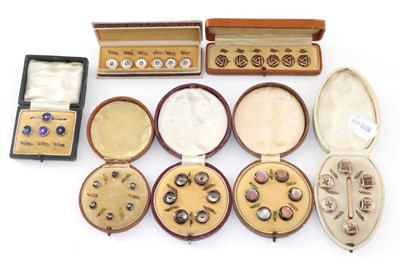 Lot 2209 - Early 20th Century Gents Dress Studs and Accessories, including three smokey mother of pearl...