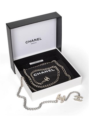 Lot 2220 - Chanel 2007 White Metal Chain Belt/Necklace, with white enamelled interlocking 'CC's of...