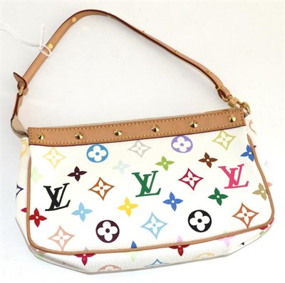 Lot 2229 - Louis Vuitton Multi Colour Pochette, with light tan trim and gilt metal stud decoration, and...