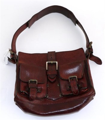 Lot 2231 - Mulberry Oxblood Leather Shoulder Bag, with two front pockets and magnetic buckle fastening,...