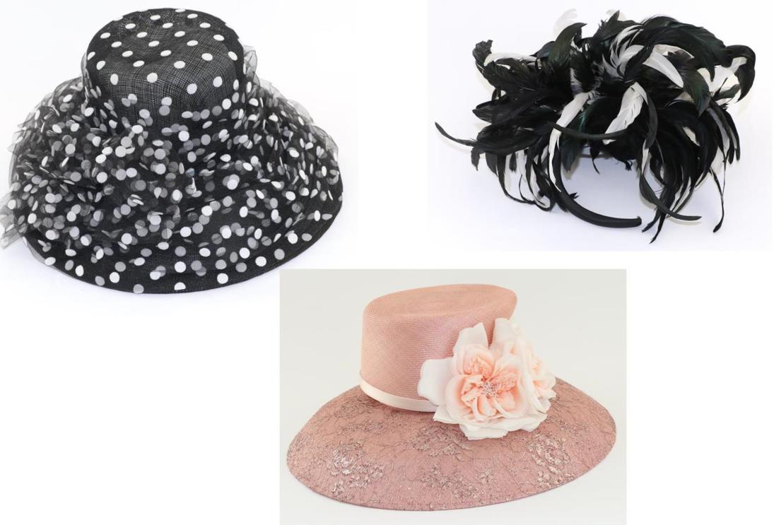 Lot 2239 - Assorted Modern Costume Accessories, including a Philip Treacy large pink straw hat with lace style