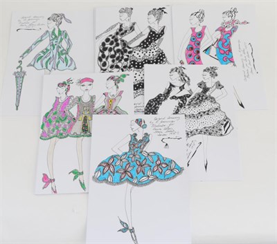 Lot 2240 - Thirty One Original Drawings by R Jennings, an illustrator for Laura Ashley in 1970s