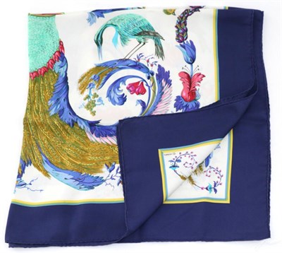 Lot 2246 - Hermes Silk Scarf, 'Cerè', designed by F.Faconnet, on a cream ground with deep blue borders, 90cm